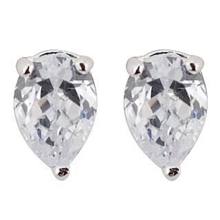 Three Prong Setting Pear Cut Diamond Stud Earring 