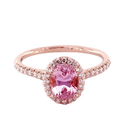 15.80 Carats Prong Set Pink Kunzite And Diamonds Ring Rose Gold 14K