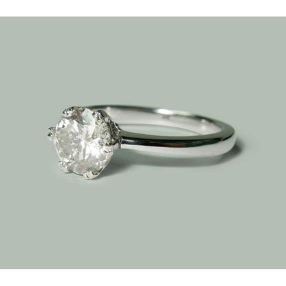 1.50 Carat Diamond Ring Solitaire Round White Gold 14K Jewelry Solitaire Ring