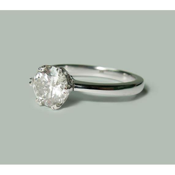 1.50 Carat Diamond Ring Solitaire Round White Gold 14K Jewelry Solitaire Ring
