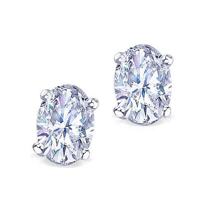 Fancy  F Vs1 Oval Cut Diamond White Gold Earrings Pair Stud Earrings