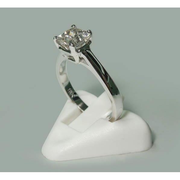 Silver Color  Unique Solitaire White Gold Diamond Anniversary Ring 