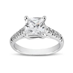 1.50 Carat Princess & Round Diamond Ring With Accents White Gold 14K