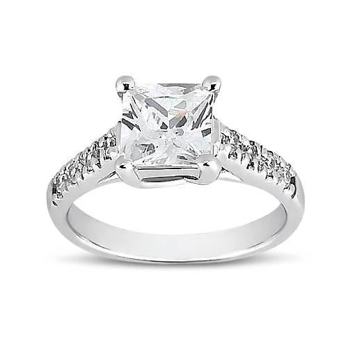 vintage Style Unique Lady’s Solitaire Ring with Accents White Gold Diamond  