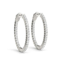 1.50 Carat Round Brilliant Diamonds Hoop Earrings White Gold 14K New
