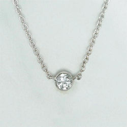 1.50 Carat Solitaire Bezel Set Diamond Pendant Necklace Gold White