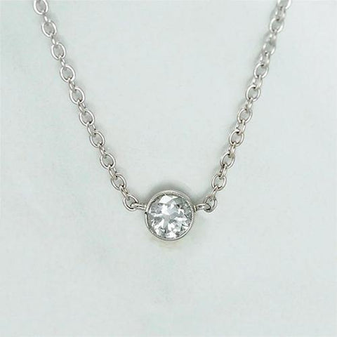 1.50 Carat Solitaire Bezel Set Diamond Pendant Necklace Gold White Pendant