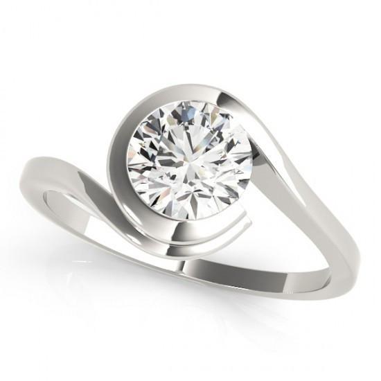  Lady’s Twisted Sparkling Unique Solitaire White Gold Diamond Ring 
