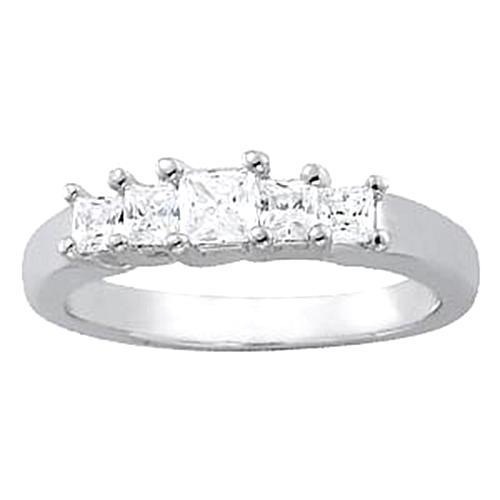 1.50 Carats Diamond Engagement Ring Princess White Gold 14K Band