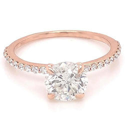 1.50 Carats Diamond Engagement Ring With Accents Rose Gold 14K