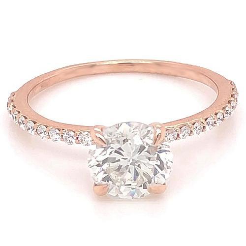Diamond Engagement Ring Solitaire With Accents Prong Setting Rose Gold  Solitaire Ring with Accents