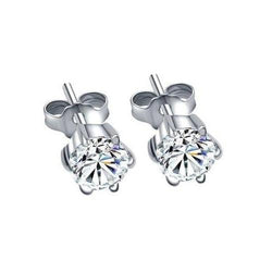 1.50 Carats Diamond Lady Stud Earrings Round Shape White Gold 14K