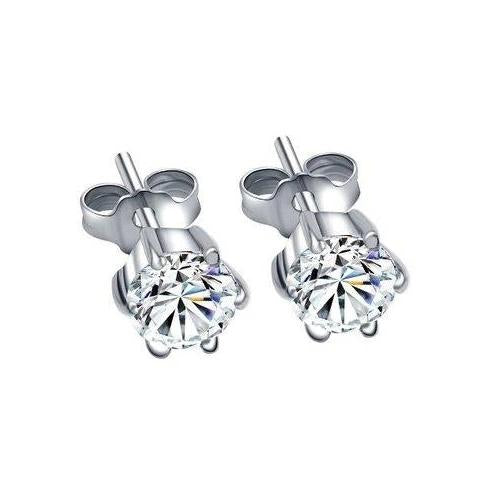 1.50 Carats Diamond Lady Stud Earrings Round Shape White Gold 14K Stud Earrings