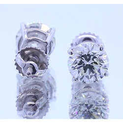 1.50 Carats Diamond Stud Earring Four Prong White Gold 14K