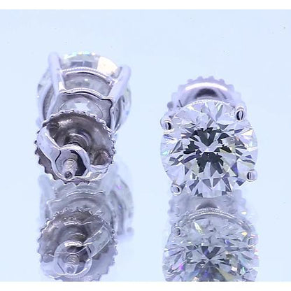Women Jewelry Sparkling Unique  Stud Earrings White Gold Diamond 