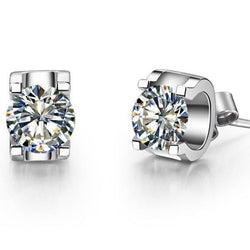 1.50 Carats Diamonds Women Studs Earrings White Gold 14K New