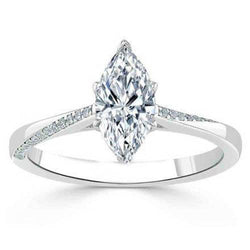 1.50 Carats Marquise Cut Diamond Ring With Accents White Gold 14K