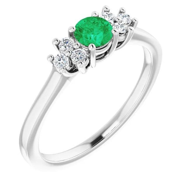 New Amazing  Solitaire Round Green Emerald Stone Gemstone Ring