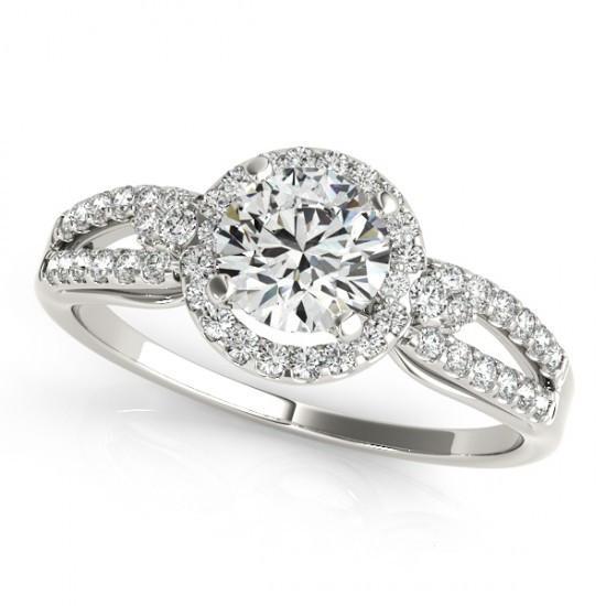 1.50 Carats Round Brilliant Diamonds Engagement Antique Style Halo Ring White Gold 14K Halo Ring