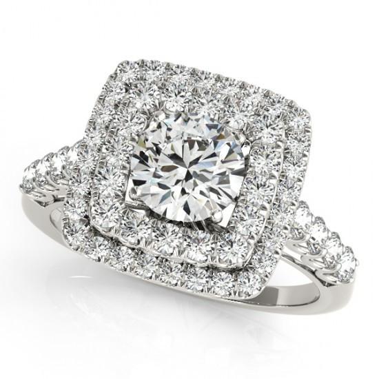 1.50 Carats Round Brilliant Diamonds Engagement Fancy Ring Halo White Gold 14K Halo Ring