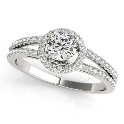 1.50 Carats Round Brilliant Diamonds White Gold 14K Engagement Halo Ring Halo Ring