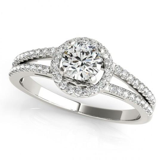 1.50 Carats Round Brilliant Diamonds White Gold 14K Engagement Halo Ring Halo Ring