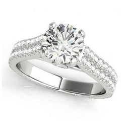 1.50 Carats Round Diamonds White Gold Fancy Ring With Accents