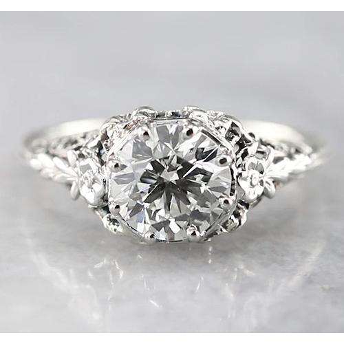 Antique Style  Sparkling Unique Lady’s Solitaire White Gold Diamond Ring 