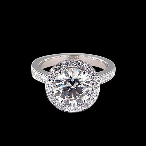 1.50 Carats Round Diamond Engagement Ring Halo White Gold 14K Halo Ring