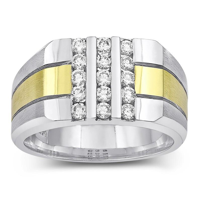 1.50 Carats Round Diamond Mens' Fancy Ring Two Tone Gold 14K Mens Ring