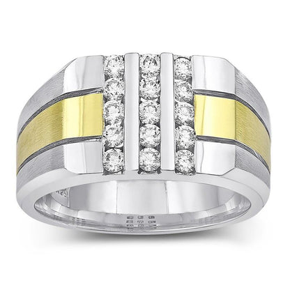 1.50 Carats Round Diamond Mens' Fancy Ring Two Tone Gold 14K Mens Ring