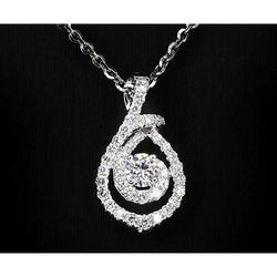 1.50 Carats Round Natural Earth Mined Diamond Twirl Style Pendant White Gold Jewelry