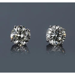 1.50 Carats Round Diamond White Gold 14K Stud Earring