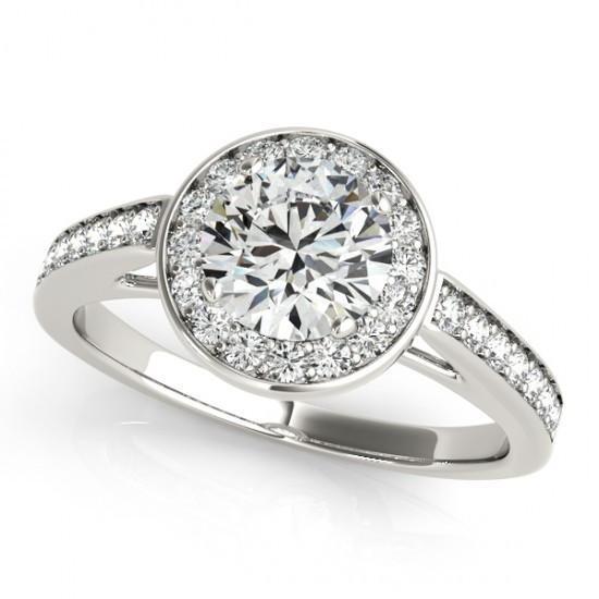 1.50 Carats Round Diamonds Engagement Halo Ring White Gold 14K Halo Ring