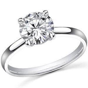 Golden Sparkling Vintage Style White Gold Diamond Solitaire Ring 