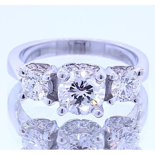 1.50 Carats Three Stone Engagement Ring 4 Prong Set Jewelry Three Stone Ring