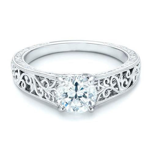  Princess High Quality Sparkling Unique Solitaire White Gold Diamond Ring 