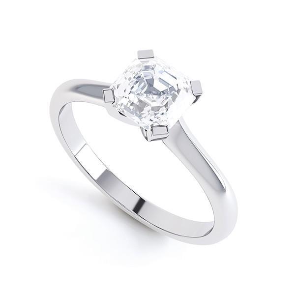 Lady’s Solitaire Asscher Cut Diamond Engagement Ring White Gold Solitaire Ring