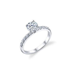 1.50 Ct Solitaire With Accent Diamonds Engagement Ring 14K White Gold
