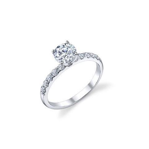 1.50 Ct Solitaire With Accent Diamonds Engagement Ring 14K White Gold Solitaire Ring with Accents