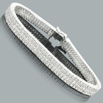 15.00 Carats Triple Row Round Cut Diamonds Tennis Bracelet Wg 14K Tennis Bracelet