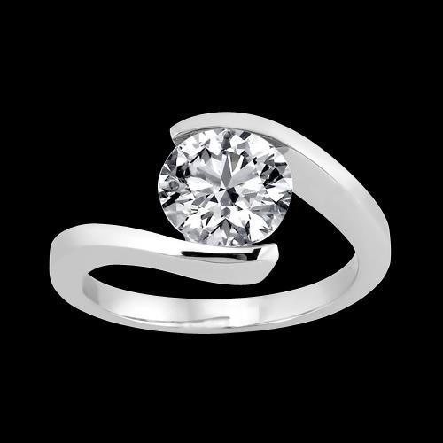 Diamond Bar Setting Solitaire Ring White Gold