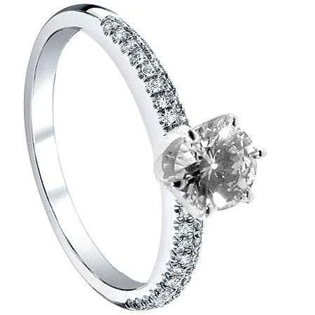   Fancy Lady’s Vintage Style White Gold Diamond Solitaire Ring with Accents   