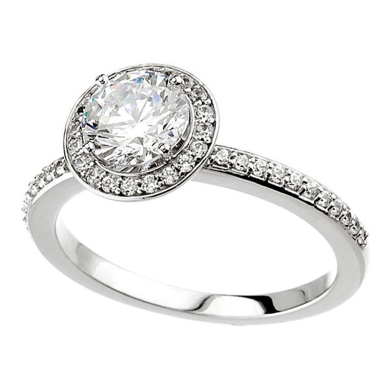 1.51 Carat Halo Diamonds Ring Halo White Gold 14K Halo Ring