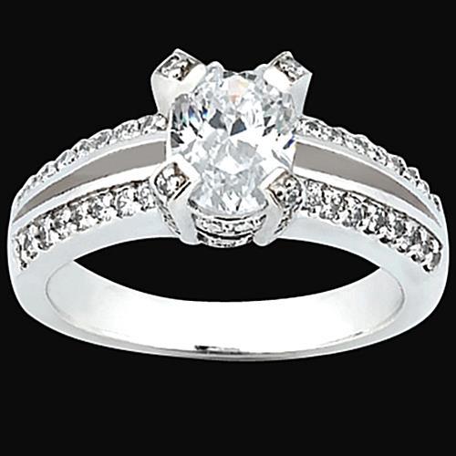  Lady’s Brilliant Engagement White Gold Diamond Solitaire Ring with Accents
