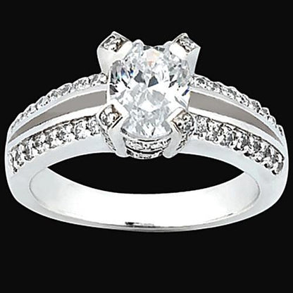  Lady’s Brilliant Engagement White Gold Diamond Solitaire Ring with Accents