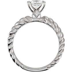 1.50 Carat Princess Diamond Twisted Rope Style Shank Solitaire Ring
