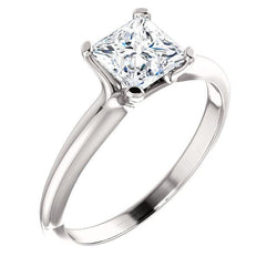1.50 Carat Princess Diamond Solitaire Ring White Gold 14K Jewelry New