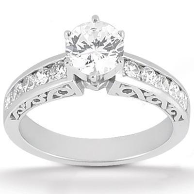 1.51 Carats Diamonds Engagement Ring Set Solitaire Diamond With Accent Smaller Diamonds On Shank Solitaire Ring with Accents