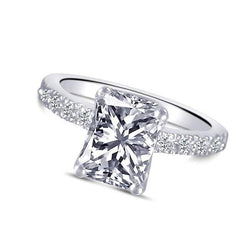 1.51 Carats Radiant Cut Diamond Solitaire With Accents Ring White Gold